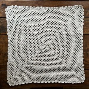 Handmade Crochet Square Baby Blanket - White/Cream 32x32"